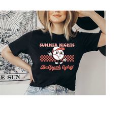 distressed summer nights ballpark lights baseball shirt, gift for sport lovers, baseball player shirts, kids baseball sh