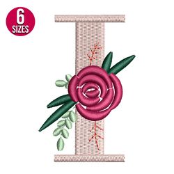 Floral Alphabet I Letter embroidery design, Machine embroidery pattern, Instant Download