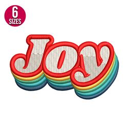 Joy Christmas retro embroidery design, Machine embroidery pattern, Instant Download
