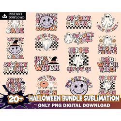 20 halloween png, hippie halloween png, halloween sublimation design, retro halloween png, fall png, spooky png, ghost p