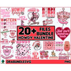 20 howdy valentine png bundle, valentine png, western valentine png bundle, happy valentine's day png, let's go girl png