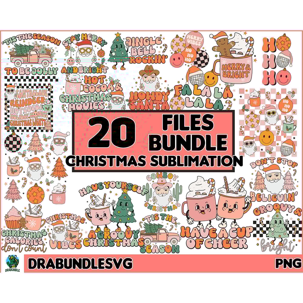 20 Retro Christmas Sublimation, Christmas Png, Christmas Tshirt, Sublimation, Cowboy Santa SVG, Santa png, Retro Christmas png, Tis the season Instant Download.