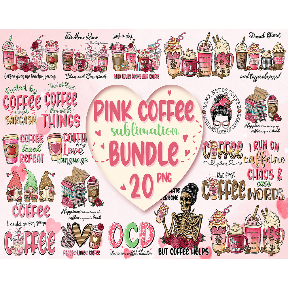 20 Valentine Coffee Png Bundle, Valentine Coffee Png, Valentine Drinks Png, Latte Drink Png, Coffee Lover, Valentine Instant Download.jpg