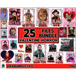 25 horror valentine png bundle, valentine's day horror character, horror valentine png, funny valentine's day png instan