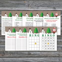 Christmas party games bundle,Printable Christmas Party Game Pack,Santa Claus and Snowman Christmas Trivia Game Cards
