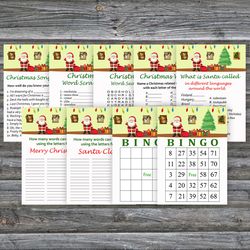 Christmas party games bundle,Printable Christmas Party Game Pack,Happy Santa Claus Christmas Trivia Game Cards