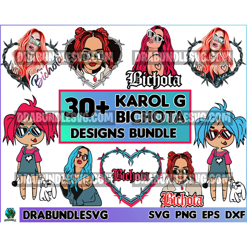 30 Karol G With Red Hair Svg, Bichota Svg, La Bichota Svg, Karol G Red Hair Design, Karol G Tattoo, Sublimation Designs Instant Download.jpg