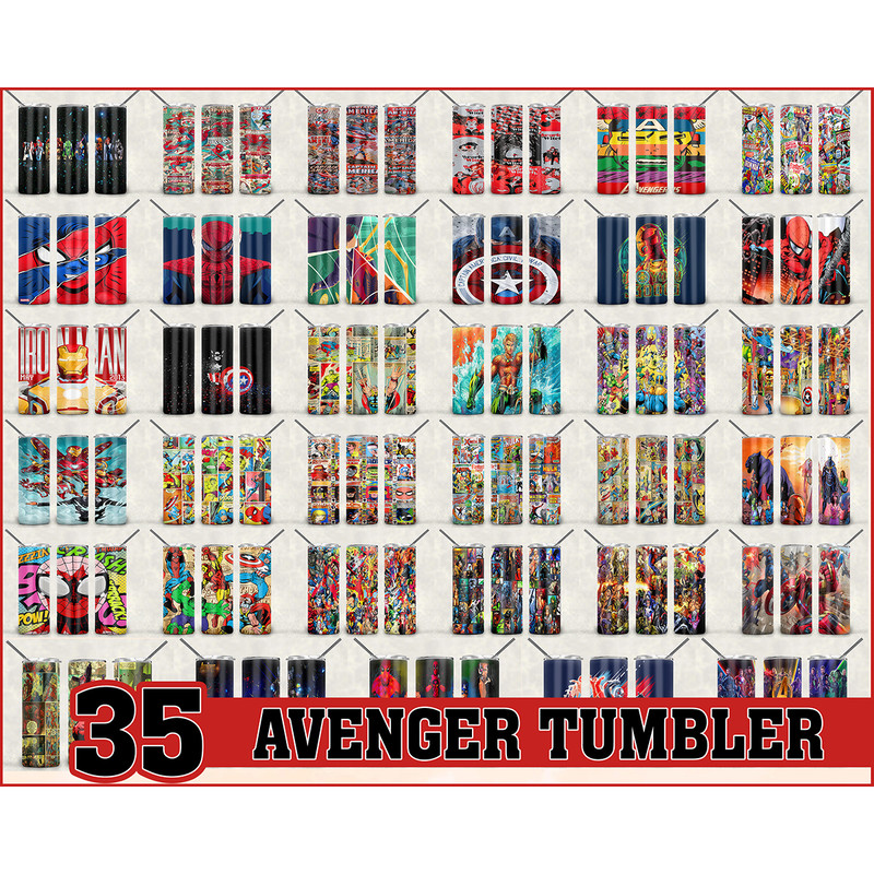 35 Marvel Comic 20oz Skinny Straight & Tapered Bundle, Template for Sublimation, Full Tumbler Wrap, PNG Download.jpg