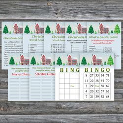 Christmas party games bundle,Printable Christmas Party Game Pack,Winter house Christmas Trivia Game Cards