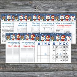 Christmas party games bundle,Printable Christmas Party Game Pack,Winter animals Christmas Trivia Game Cards
