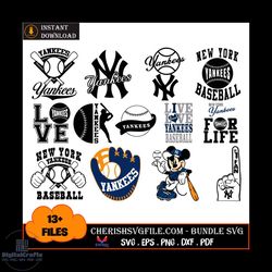 13 files of new york yankees mlb bundle svg, sport svg