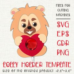 Lion | Valentine Lollipop Holder | Paper Craft Template SVG