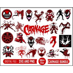 50 carnage, carnage svg, dark carnage, dark carnage svg, bundle venom, venom svg, chibi venom, venom, spiderman, spiderm