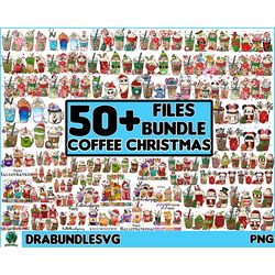 50 christmas coffee latte png, christmas coffee png, christmas bundle, snowman reindeer, pink christmas coffee png,print