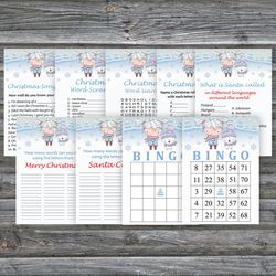 Christmas party games bundle,Printable Christmas Party Game Pack,Polar bear arctic animals Christmas Trivia Game Cards