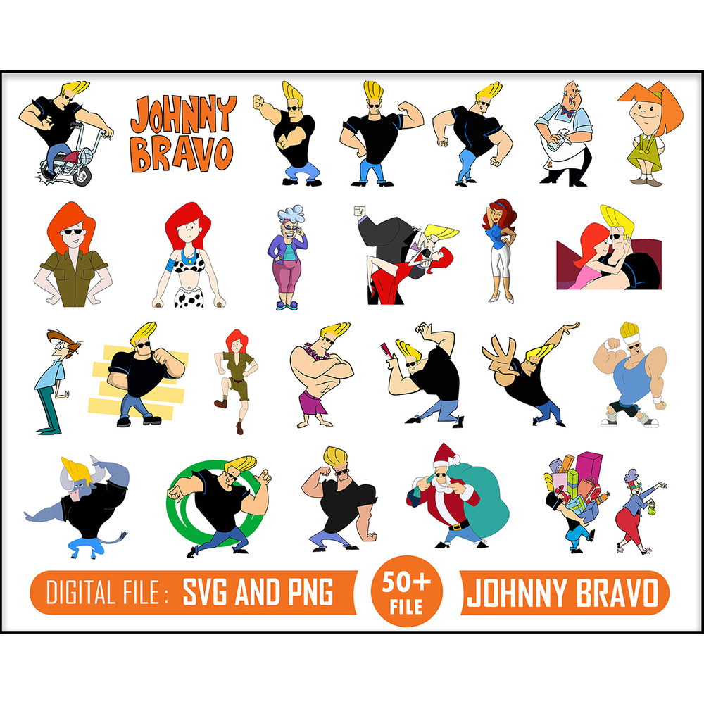 50 Johnny Bravo SVG Bundle, Johnny Bravo SVG, Johnny Bravo SVG File, Johnny Bravo SVG Design, Johnny Bravo, SVG, PNG, Cricut, Cut File.jpg