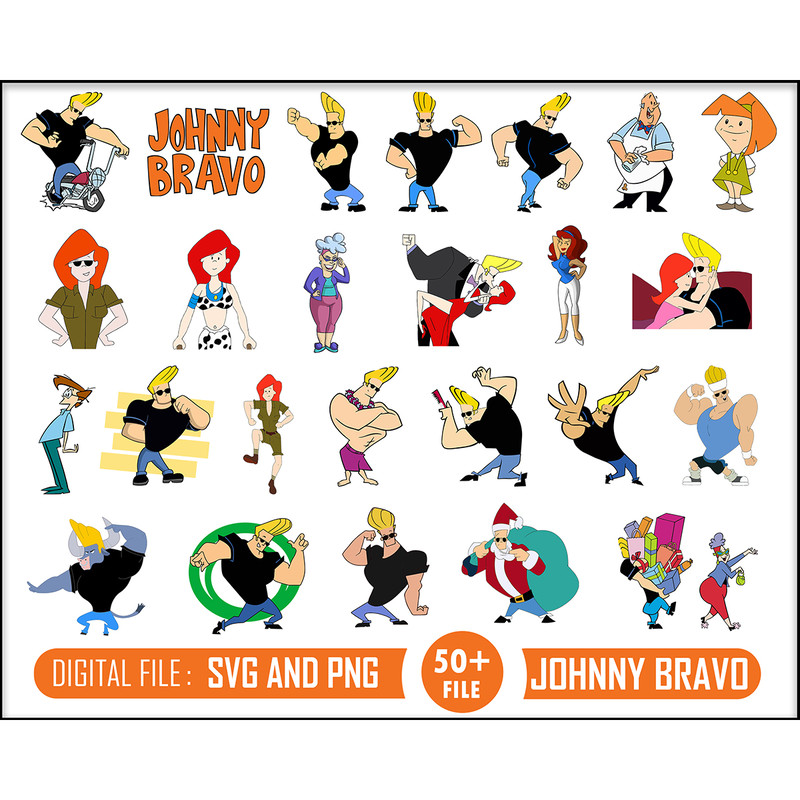 50 Johnny Bravo SVG Bundle, Johnny Bravo SVG, Johnny Bravo SVG File, Johnny Bravo SVG Design, Johnny Bravo, SVG, PNG, Cricut, Cut File.jpg