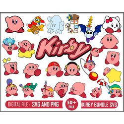 50 kirby svg, kirby clipart, kirby cut file, kirby cutting file, kirby silhouette, kirby cricut, super mario svg, mario