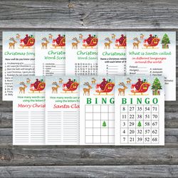 Christmas party games bundle,Printable Christmas Party Game Pack,Santa reindeer Christmas Trivia Game Cards