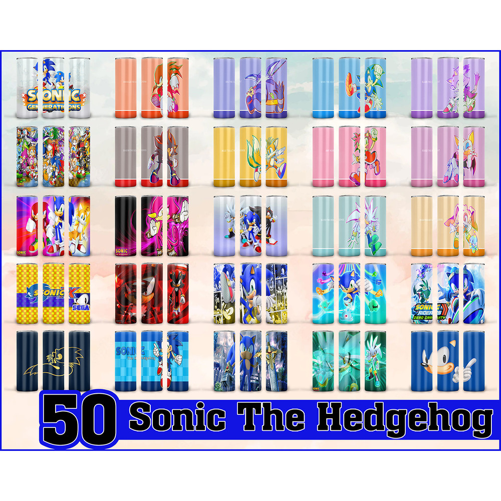 50 Sonic the Hedgehog Tumbler Desing, Skinny Tumbler 20oz Design, Sonic Sublimation, Digital png, Sonic wrap png.jpg