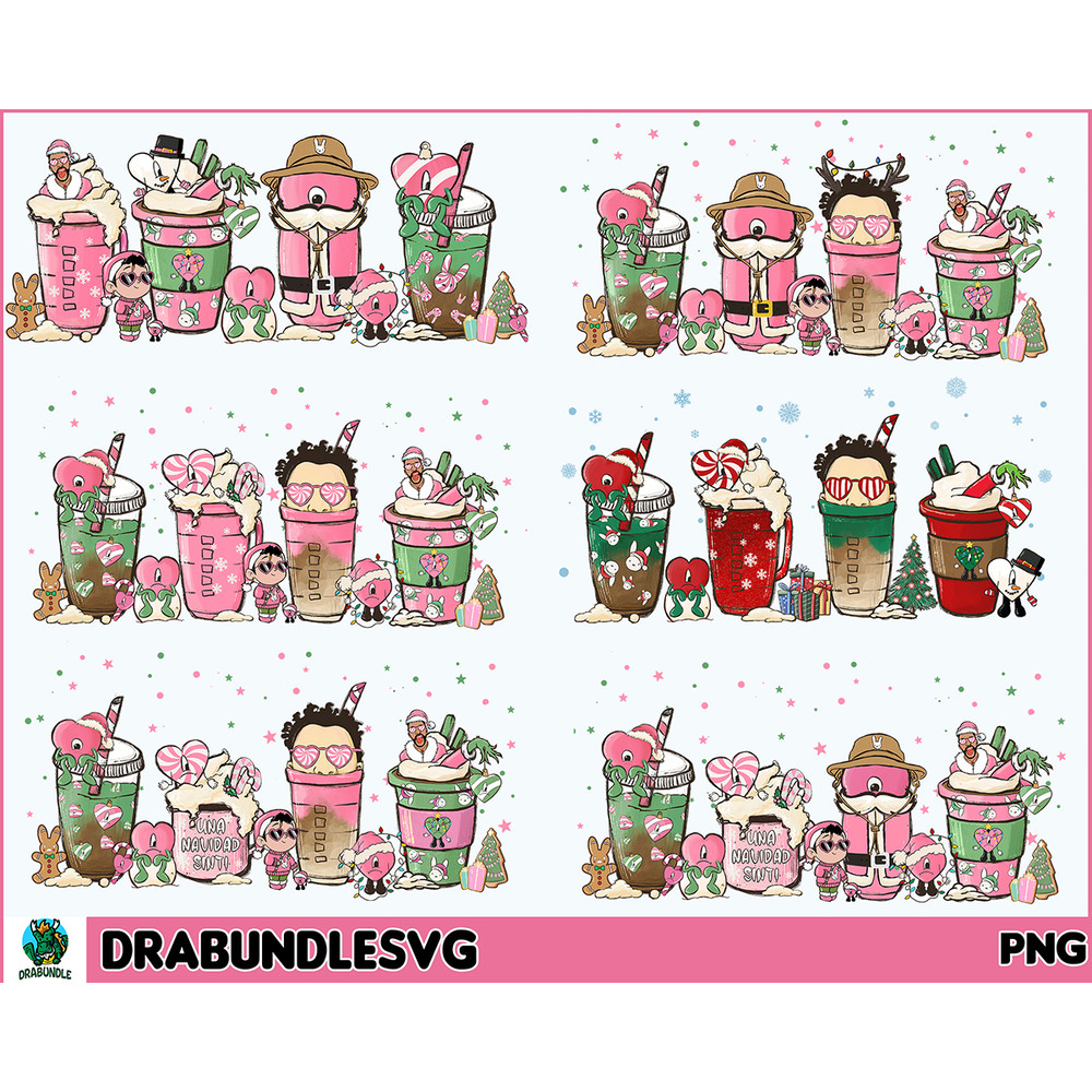 6 Christmas PNG, Bad Bunny Coffee Cups Png, Bad Bunny Christmas Png, Un Verano Sin Ti Bad Bunny PNG, Bad Bunny Digital File Instant Download.jpg