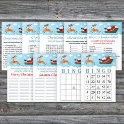 Christmas party games bundle,Printable Christmas Party Game Pack,Santa claus reindeer Christmas Trivia Game Cards
