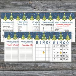 Christmas party games bundle,Printable Christmas Party Game Pack,Christmas tree Christmas Trivia Game Cards