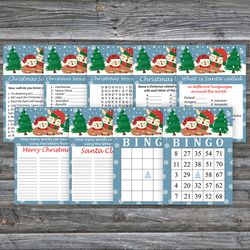 Christmas party games bundle,Printable Christmas Party Game Pack,Christmas deers Christmas Trivia Game Cards