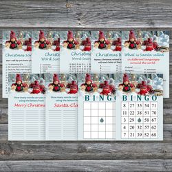 Christmas party games bundle,Printable Christmas Party Game Pack,Christmas gnomes Christmas Trivia Game Cards