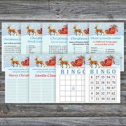 Christmas party games bundle,Printable Christmas Party Game Pack,Santa claus and reindeer Christmas Trivia Game Cards