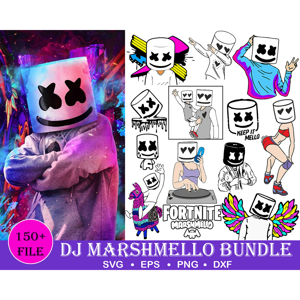 150 Dj marshmello svg, Marshmello dabbing svg, marshmello face, marshmello smile, marshmello bundle svg, silhouette, marshmello clipart, cricut.jpg
