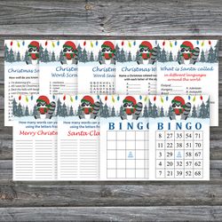 Christmas party games bundle,Printable Christmas Party Game Pack,Christmas Raccoon Trivia Game Cards