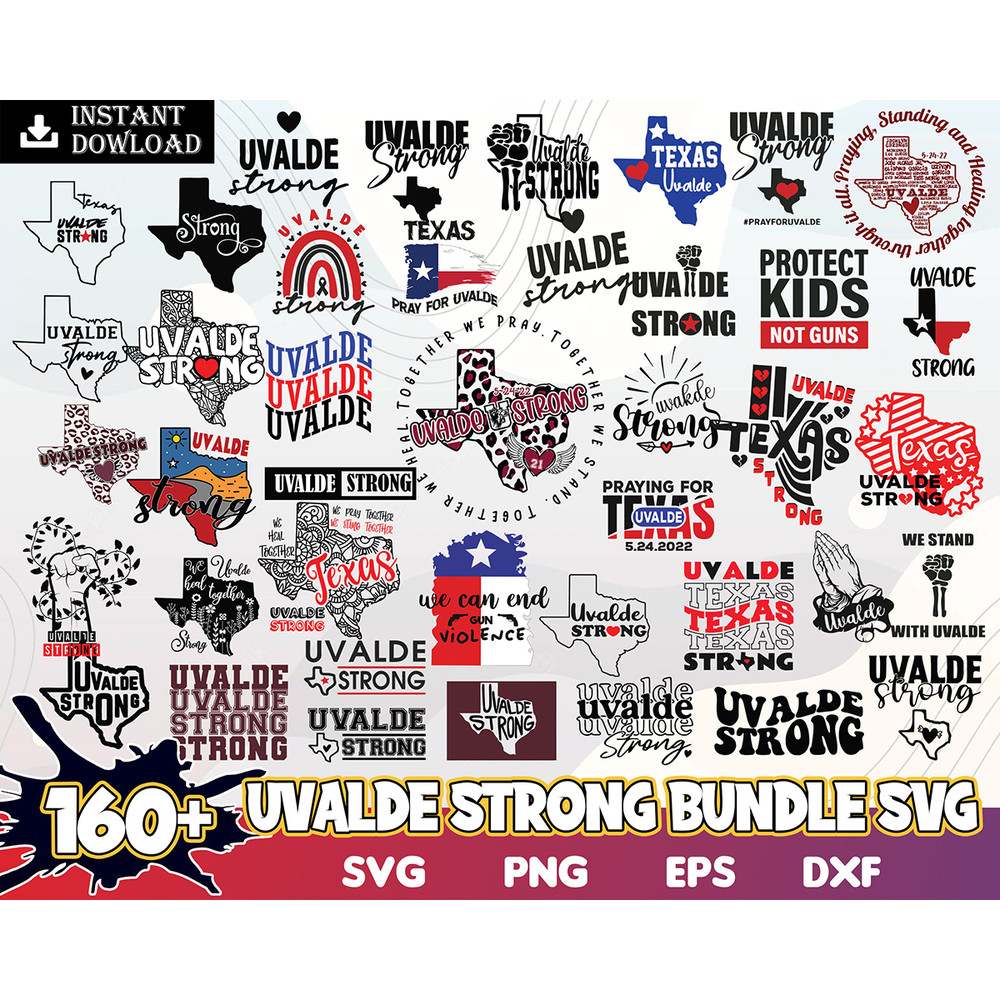 160 Uvalde Strong SVG Bundle, 4 Designs, Uvalde Strong PNG, Pray For Uvalde SVG, Pray For Texas Svg Digital Instant Download.jpg
