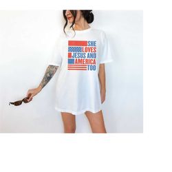retro usa comfort colors shirt, 4th of july t, she loves jesus,and america, womens 4th of july shirt, america patriotic