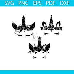 black and white unicorn face bundle svg, trending svg, unicorn svg, unicorn face bundle svg, unicorn dabbing, unicorn pa