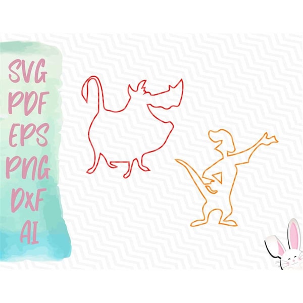 Timon and Pumba Outline SVG | Instant Download Design | Lion - Inspire ...