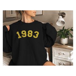 custom year birthday sweatshirt, glitter birthday sweatshirt, 1985 birth year number shirt, 1989 sweatshirt, birthday sw