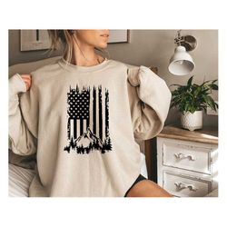 american flag sweatshirt, mountain and trees shirt, camping sweatshirt,trees and mountain shirt, forest shirt, 4th of ju