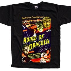 house of dracula v1 horror poster t-shirt all sizes s-5xl cotton