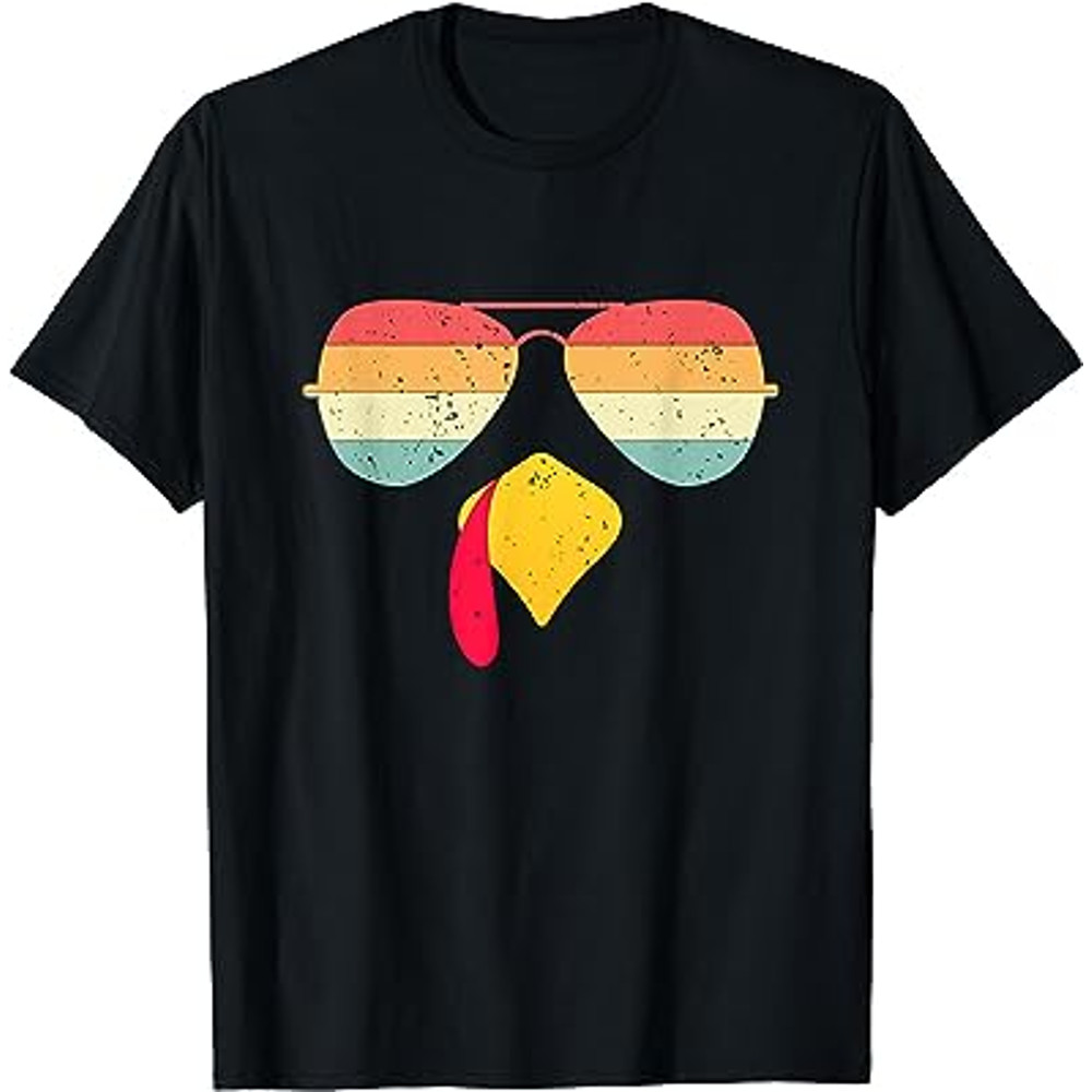 Cool Turkey Face With Sunglasses Funny Thanksgiving For Boys T-Shirt.jpg