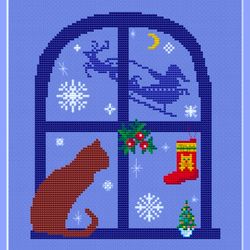 CAT'S CHRISTMAS EVE Cross stitch pattern PDF by CrossStitchingForFun, Instant Download, CHRISTMAS cross stitch chart PDF