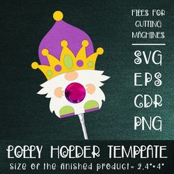 Mardi Gras Gnome | Lollipop Holder | Paper Craft Template SVG