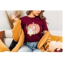 watercolor pumpkin shirt, cute pumpkin fall tee, cozy thanksgiving shirt, family thanksgiving shirt, fall lover tshirt,