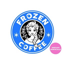 frozen coffee svg layered item, frozen starbucks cup clipart, elsa starbuck cricut, digital vector cut file, svg, png, d