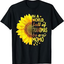 in a world full of grandmas be momo sunflower t-shirt
