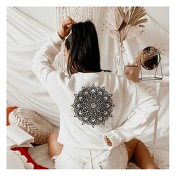 mandala lotus sweatshirt -back design mandala shirt - lotus shirt - flower shirt -yoga shirt - minimalist tee - yoga sh