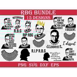 15 designs ruth bader ginsburg rbg svg bundle layered item, clipart, cricut, digital vector cut file