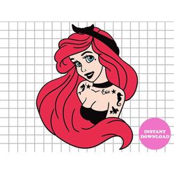 punk ariel svg layered item, princess ariel clipart, cricut, digital vector cut file , svg, png, dxf, eps files