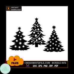 3 christmas tree bundle svg, christmas tree silhouette files svg