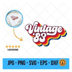 1983 vintage svg, 40th birthday svg, 1983 birthday gift, gift for 40 birthday